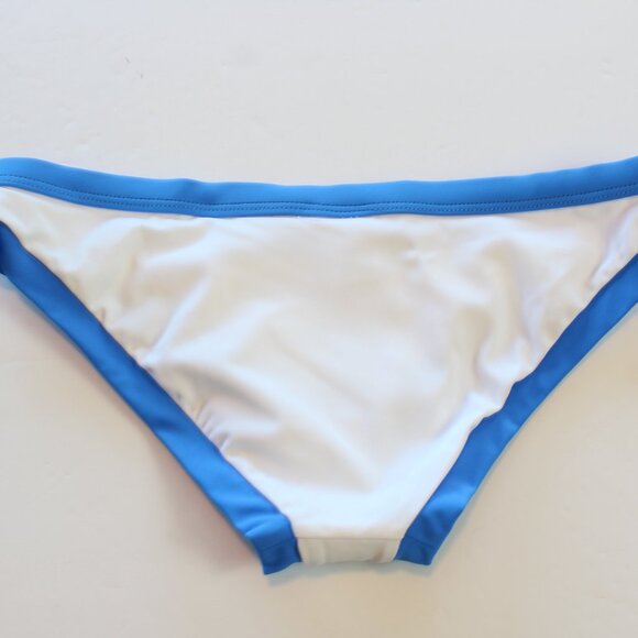 MILLY Cabana Surfer Girl Bikini Bottom Colorblock White Blue Medium NWT - Picture 6 of 7